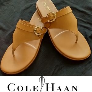Cole Haan Felicity Saddle Tan Leather Sandal 8M